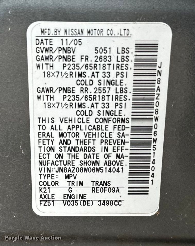 image for item DV2759 2006 Nissan  Murano SUV