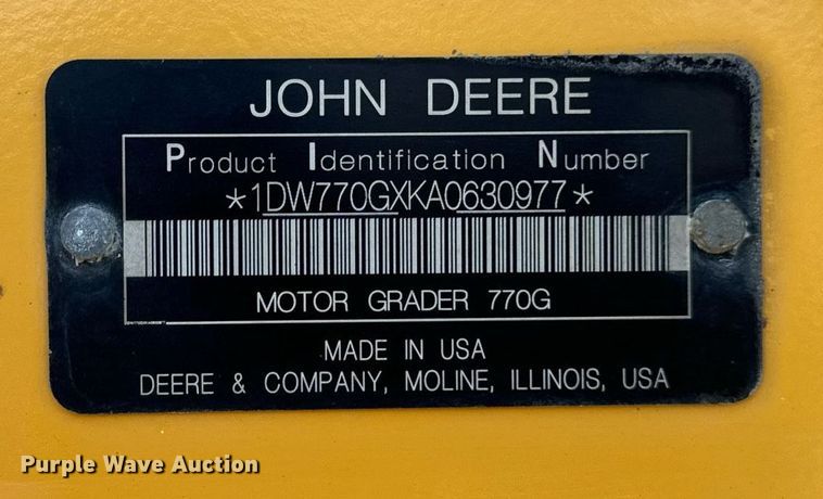 image for item DW2402 2010 John Deere 770G motor grader