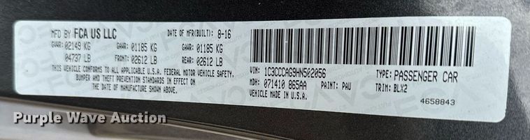 image for item DX3726 2017 Chrysler  200 