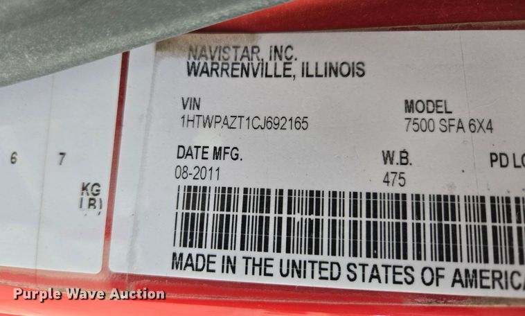 image for item EE8699 2012 International 7500 dump truck