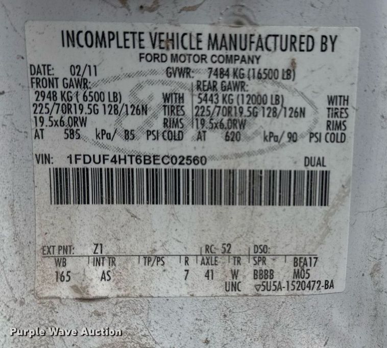 image for item EG0647 2011 Ford F450 Super Duty utility / service truck