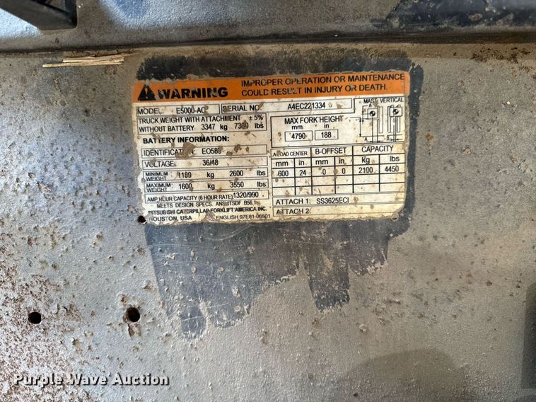 image for item EG6839 Caterpillar E5000-AC forklift