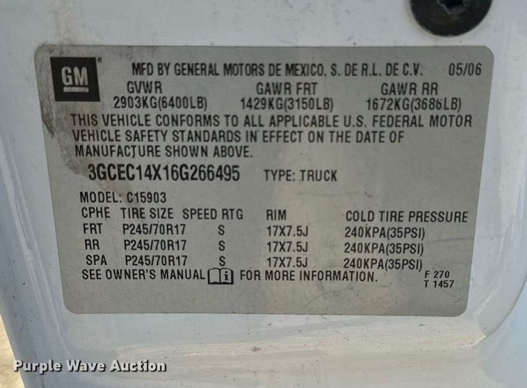 image for item EG6862 2006 Chevrolet Silverado 1500 pickup truck