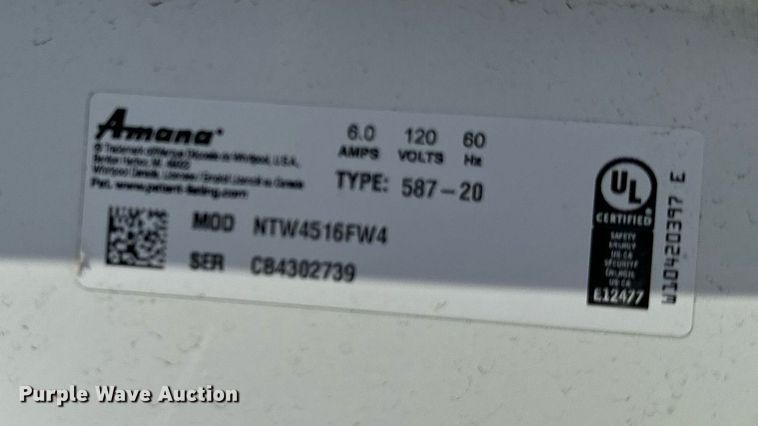 image for item EG6891 Amana NTW4516FW4 washing machine