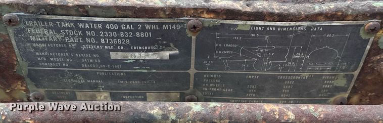 image for item EJ3155 Stevens Mfg 941M-69 tank trailer