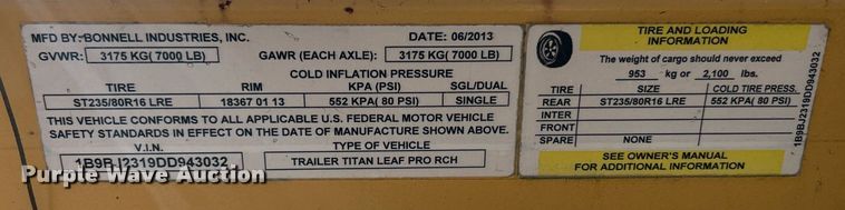 image for item EK3636 2013 Bonnell Titan Leaf Pro RCH leaf vacuum truck loader