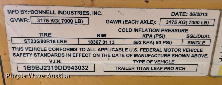 image for item EK3636 2013 Bonnell Titan Leaf Pro RCH leaf vacuum truck loader