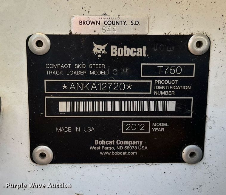 image for item EN2546 2012 Bobcat T750 tracked skid steer loader