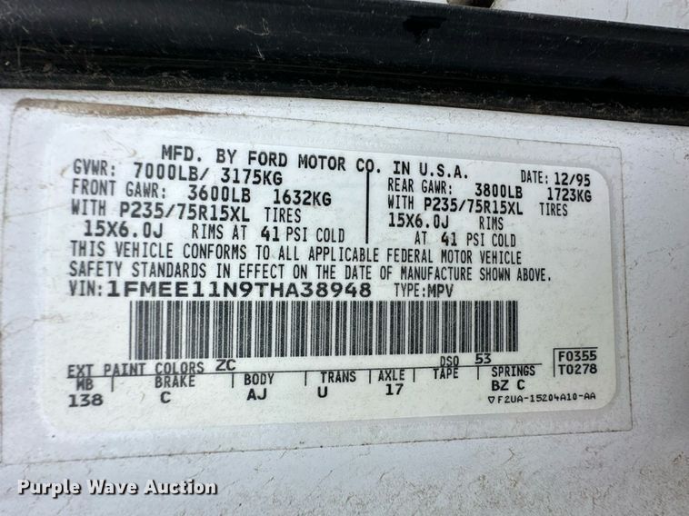 image for item ER8214 1996 Ford Club Wagon van