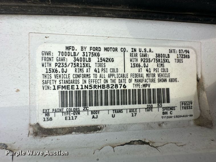 image for item ER8216 1994 Ford Club Wagon van