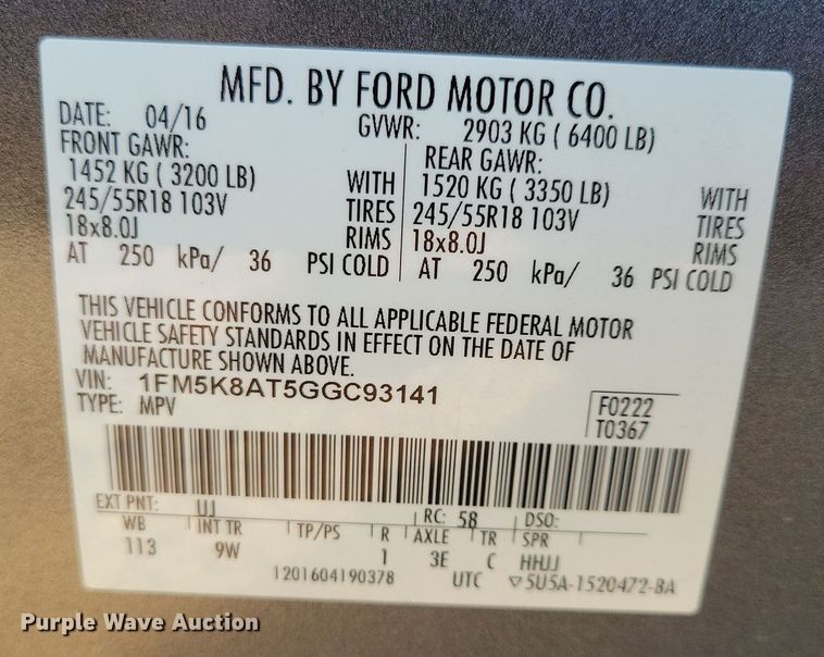 image for item JH9941 2016 Ford Explorer Police Interceptor SUV