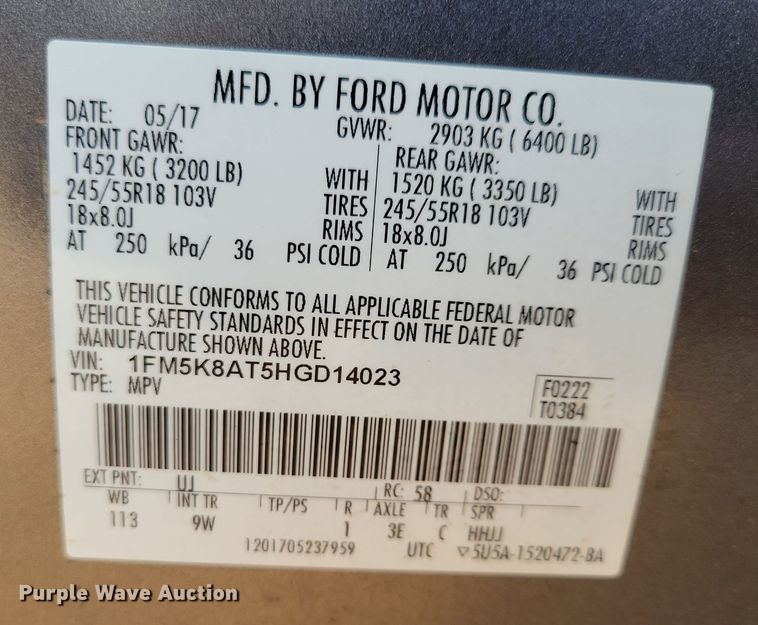 image for item JO9306 2017 Ford Explorer Police Interceptor SUV