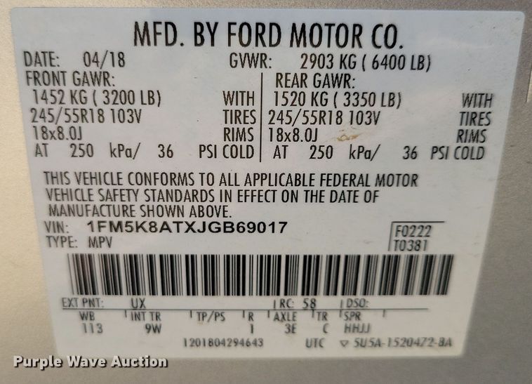 image for item JO9312 2018 Ford Explorer Police Interceptor SUV