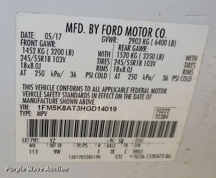 image for item JO9323 2017 Ford Explorer Police Interceptor SUV