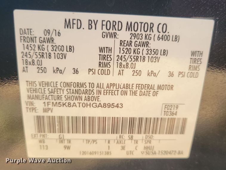 image for item JO9328 2017 Ford Explorer Police Interceptor SUV