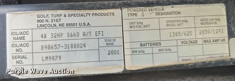 image for item LW9970 2001 Cushman Turf-Truckster utility vehicle