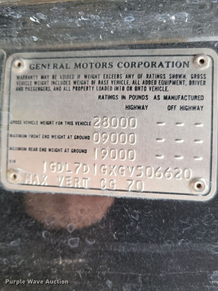 image for item OH9347 1986 GMC C7000 pumper fire truck