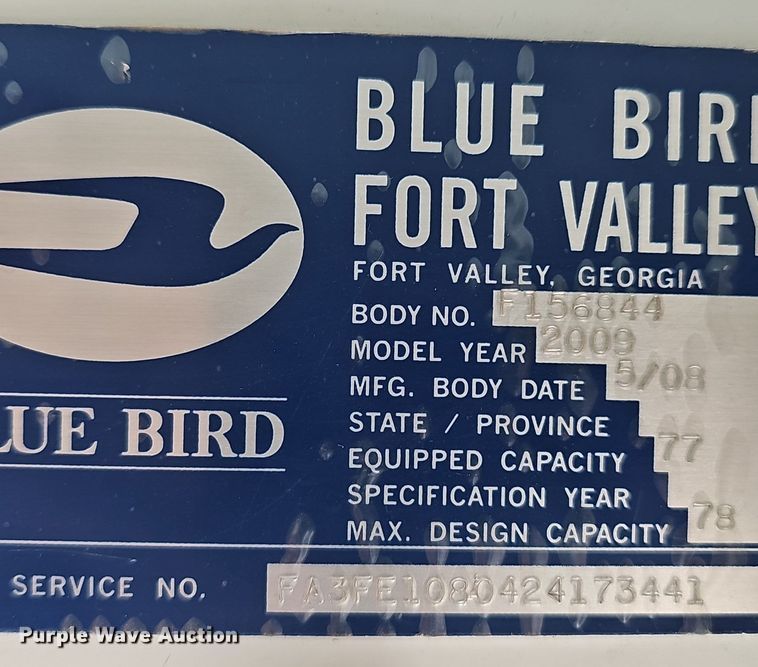 image for item OJ9025 2009 Blue Bird All American school bus