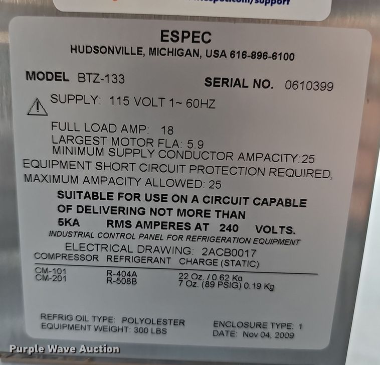 image for item OJ9049 2009 Espec BTZ-133 benchtop test chamber