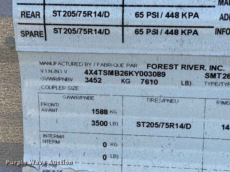 image for item DD3433 2019 Forrest River Salem FSX toy hauler camper