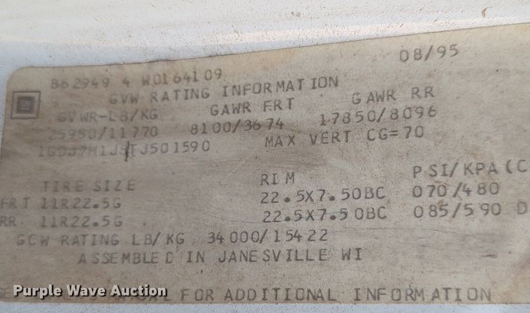 image for item DL1051 1996 GMC 7C500 box truck