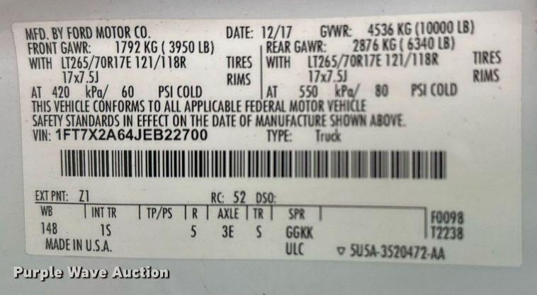 image for item DO7620 2018 Ford F250 Super Duty SuperCab pickup truck