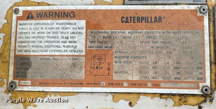 image for item DO7623 Bobcat V80E forklift