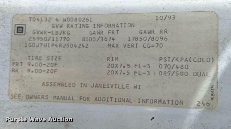 image for item DP3356 1994 GMC Topkick C5500 dump flatbed truck