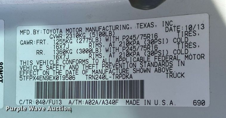 image for item DP5941 2014 Toyota Tacoma pickup truck