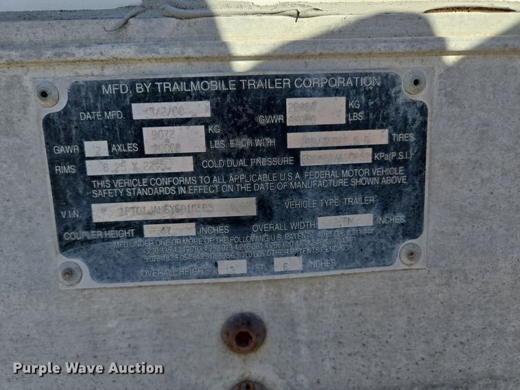 image for item DR7891 2000 Trailmobile dry van trailer