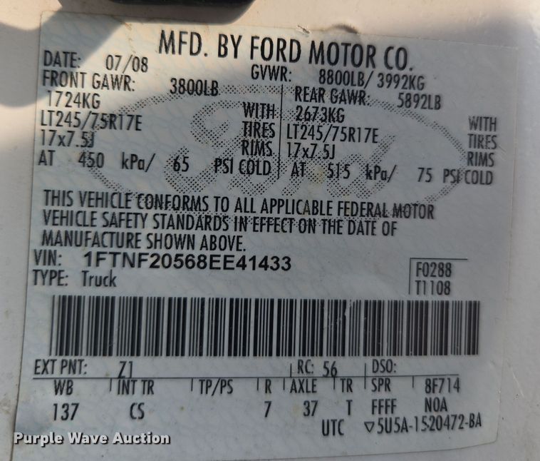 image for item DT7001 2008 Ford F250 Super Duty XL utility bed pickup truck