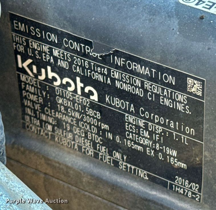 image for item DU9542 2016 Kubota RTV X1140 utility vehicle