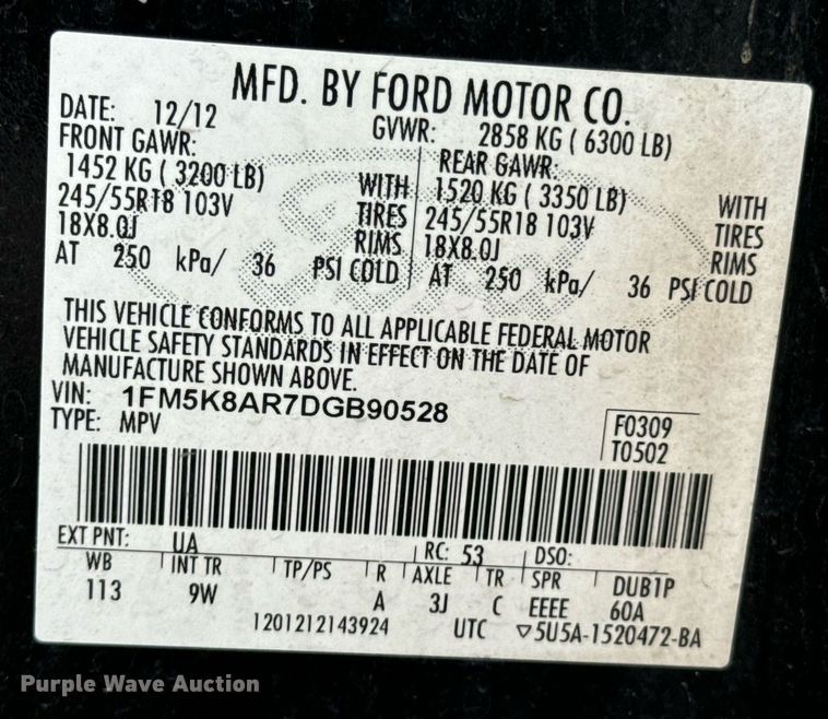 image for item DU9563 2013 Ford Explorer Police Interceptor SUV