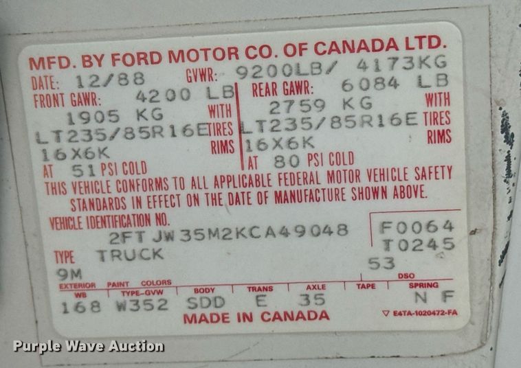 image for item DX3756 1989 Ford F350 Crew Cab pickup truck