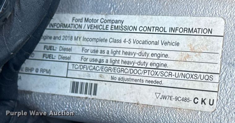 image for item EG2198 2018 Ford F550 SuperCab truck cab and chassis