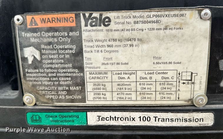 image for item EG6854 Yale GLP060VXEUSE087 forklift