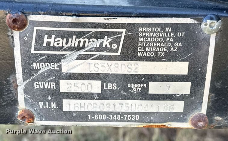 image for item EJ3164 Haulmark TS5X8DS2 enclosed cargo trailer