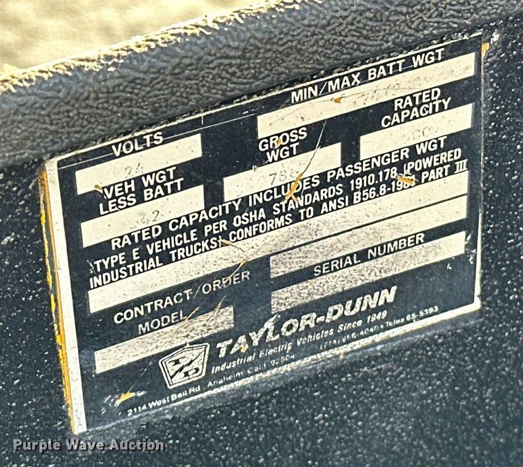 image for item EJ4954 (2) Taylor-Dunn utility carts