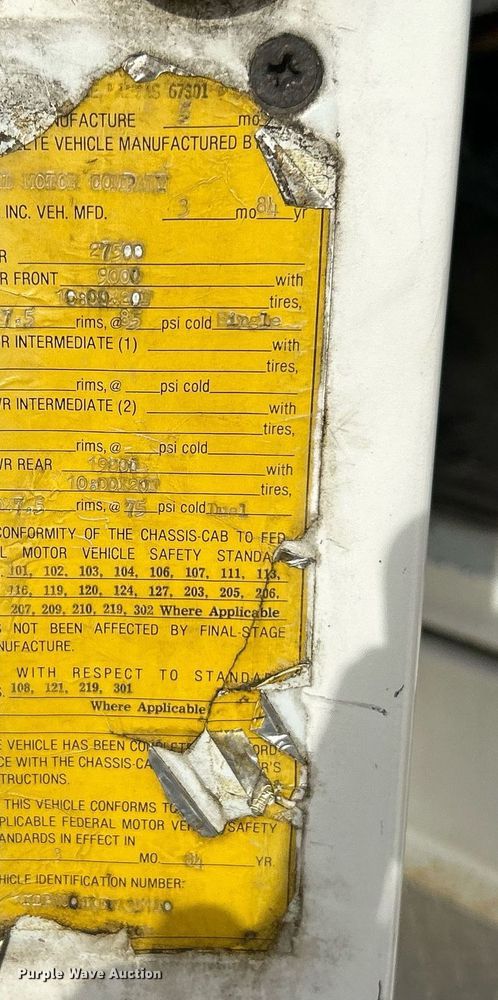 image for item EK3633 1984 Ford Conventional NL delivery truck