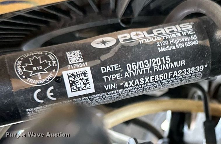 image for item EN2548 2015 Polaris Sportsman 850SP utility vehicle