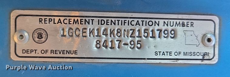 image for item EQ3572 1992 Chevrolet  K1500 pickup truck