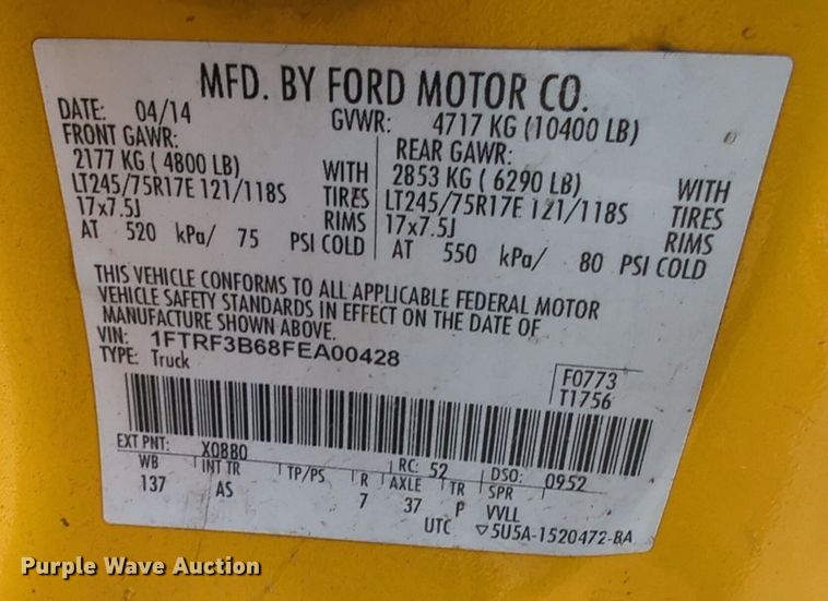 image for item ER4534 2015 Ford F350 Super Duty utility bed pickup truck