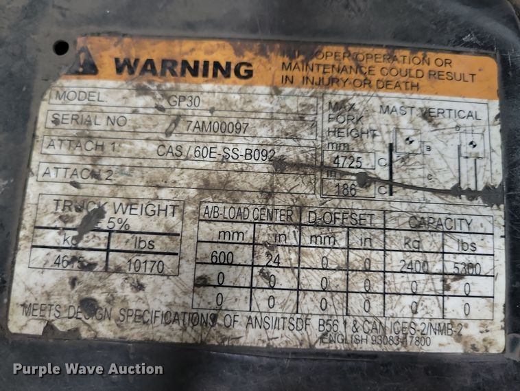 image for item JO9347 Caterpillar 60 forklift