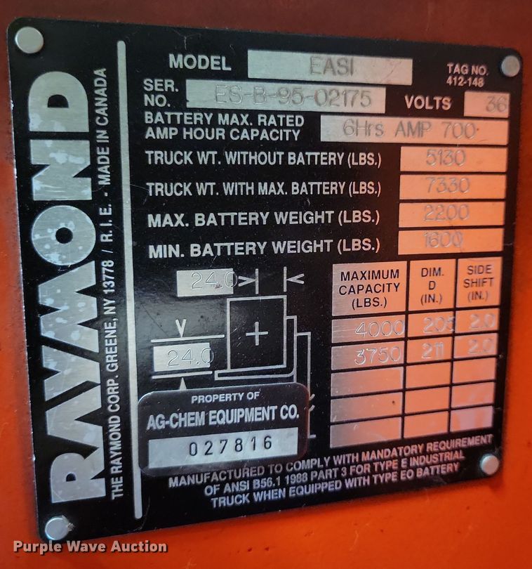 image for item JO9350 Raymond EASI forklift