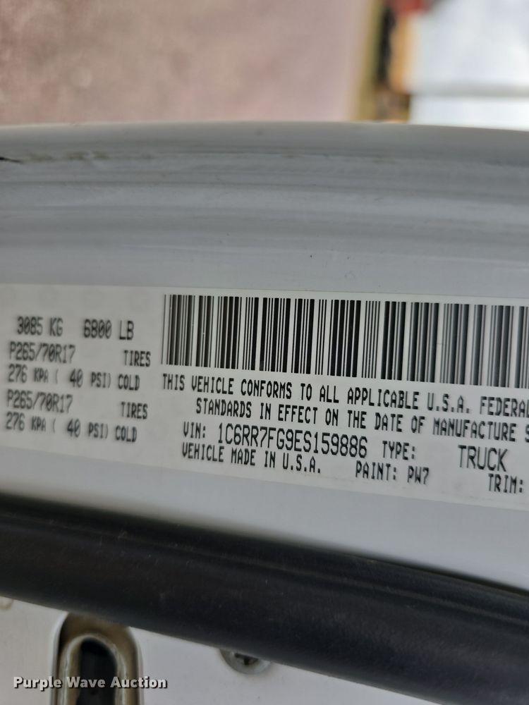 image for item LW9957 2014 Dodge Ram 1500 Quad Cab pickup truck