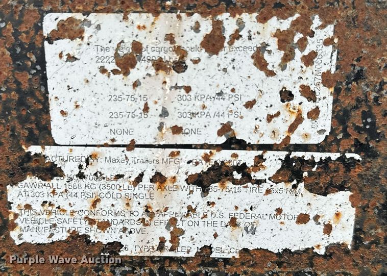 image for item MS9983 2007 Maxey utility trailer