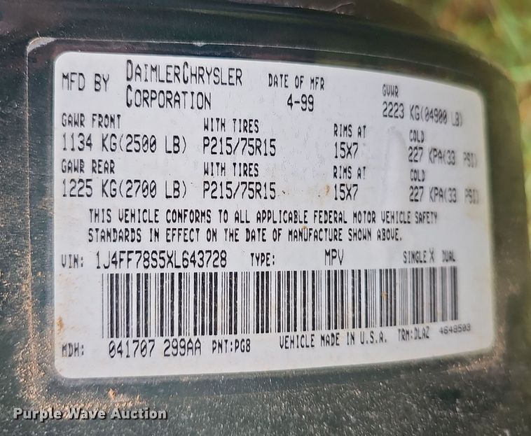 image for item OJ9045 1999 Jeep Cherokee SUV