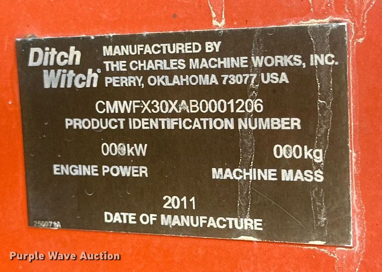 image for item DD3436 2011 Ditch Witch FX30 vacuum excavator