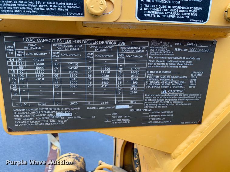 image for item DM1841 2009 Ford F750 digger derrick truck