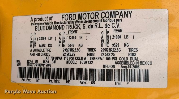 image for item DM1841 2009 Ford F750 digger derrick truck